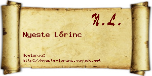 Nyeste Lőrinc névjegykártya